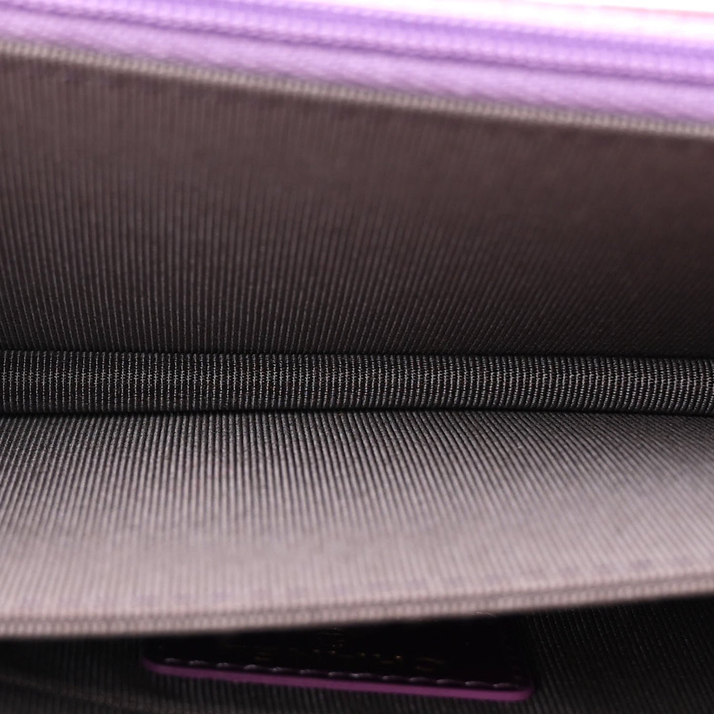 Iridescent Lambskin Quilted Mini Wallet On Chain WOC Purple