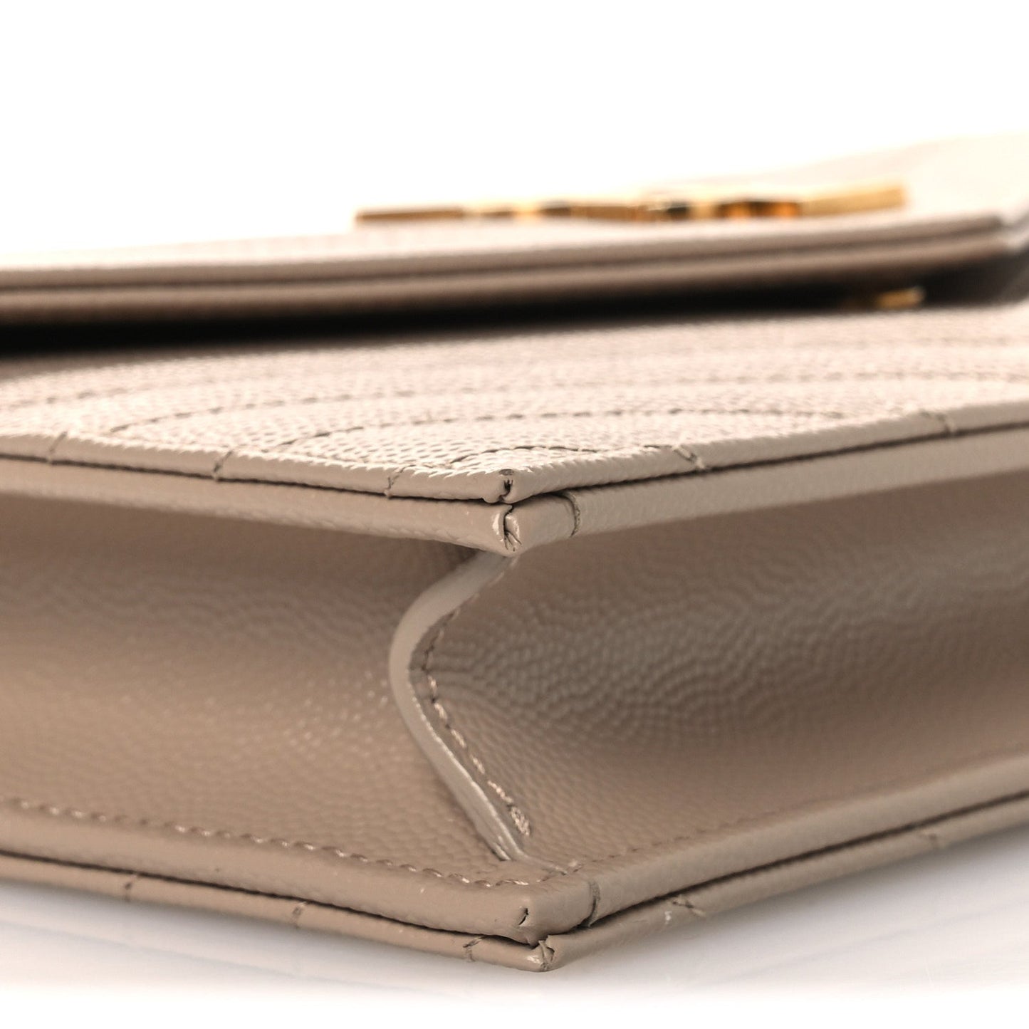 Grain De Poudre Matelasse Chevron Monogram Envelope Chain Wallet Dark Beige
