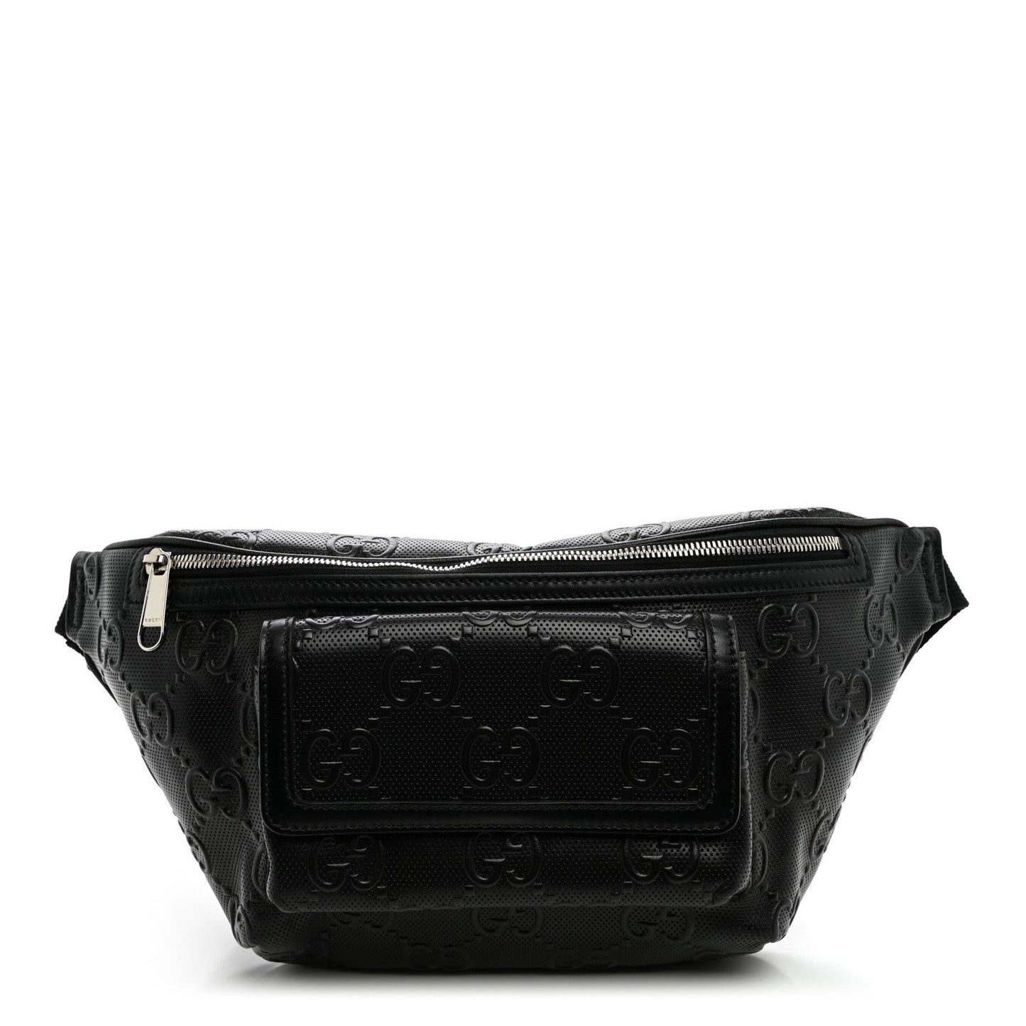 Calfskin GG Tennis Embossed Pocket Belt Bag Black
