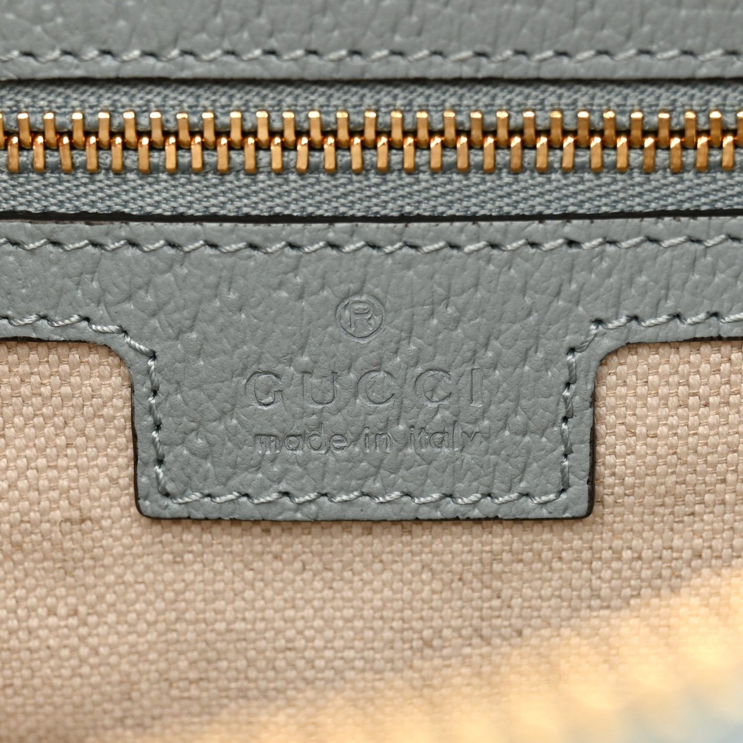 GG Supreme Monogram Textured Calfskin Web Super Mini Ophidia Shoulder Bag Light Blue