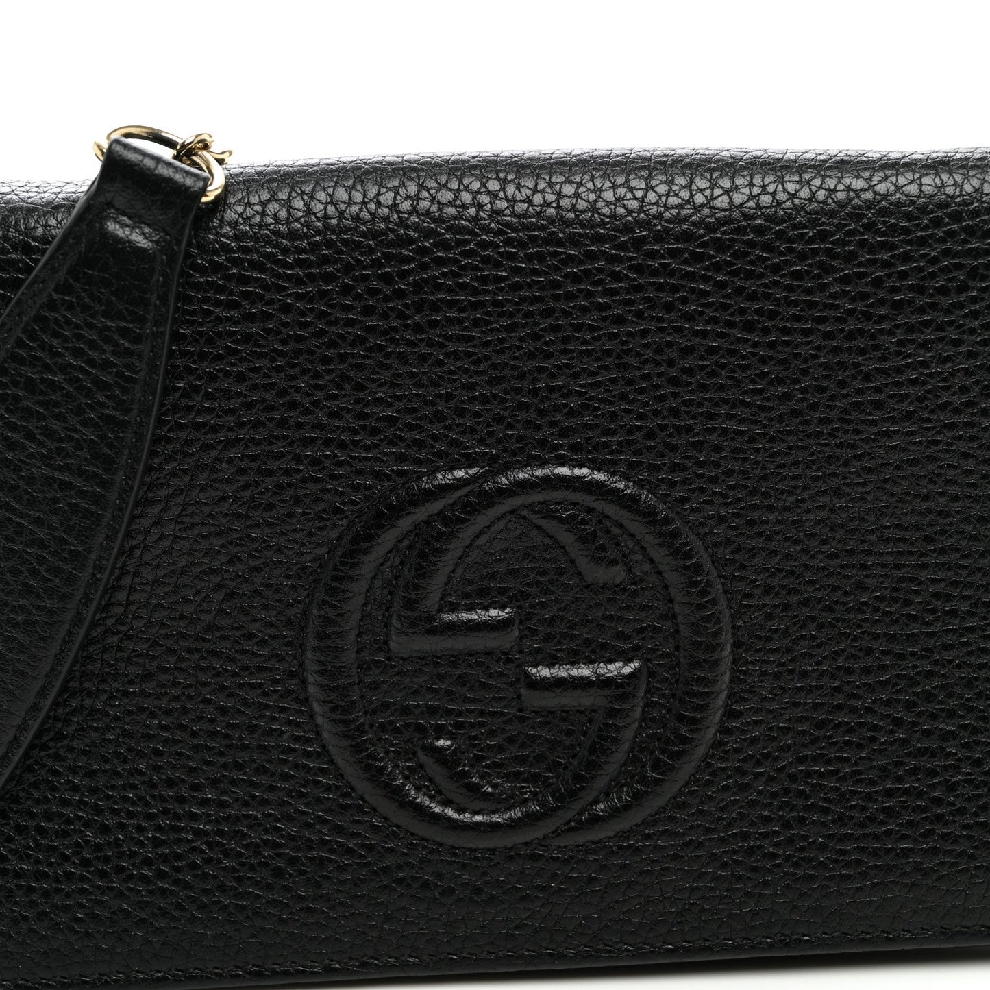 Pebbled Calfskin Soho Wallet On Chain Black