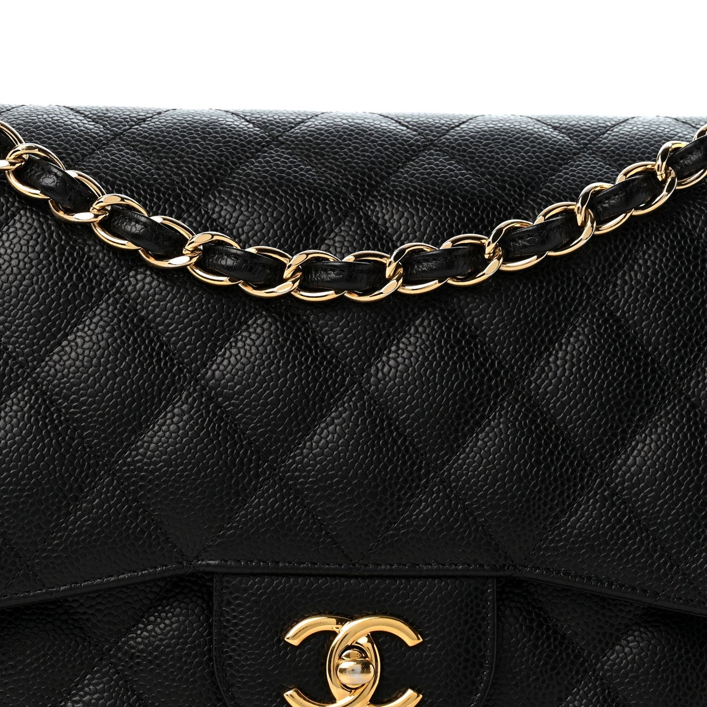 Caviar Quilted Jumbo Double Flap Black