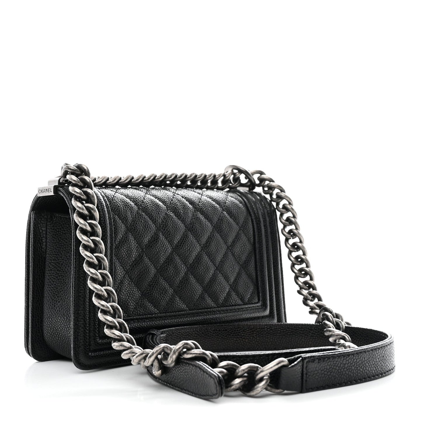 Caviar Quilted Small Boy Flap Black
