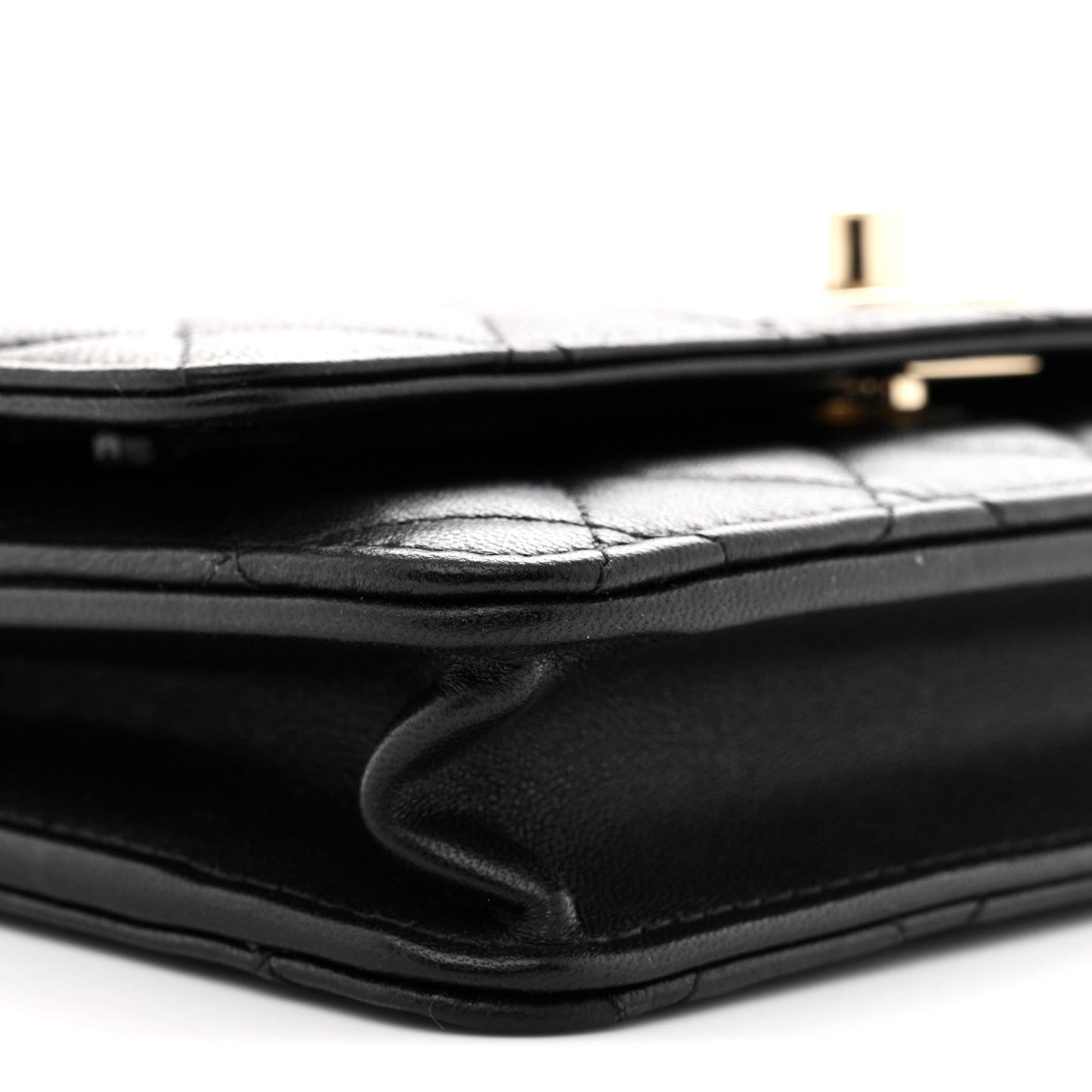 Lambskin Quilted Trendy CC Wallet On Chain WOC Black