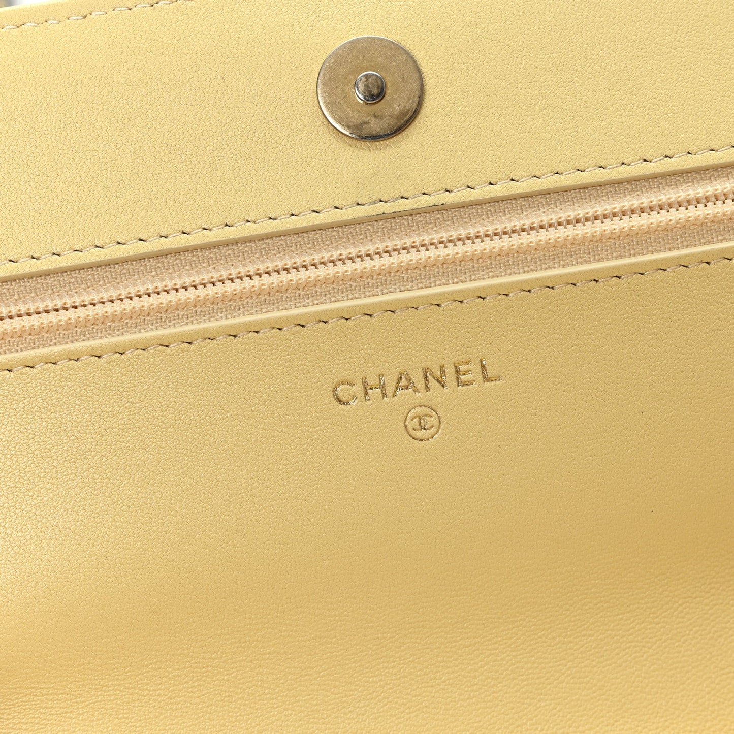 Lambskin Quilted Chanel 19 Wallet On Chain WOC Yellow