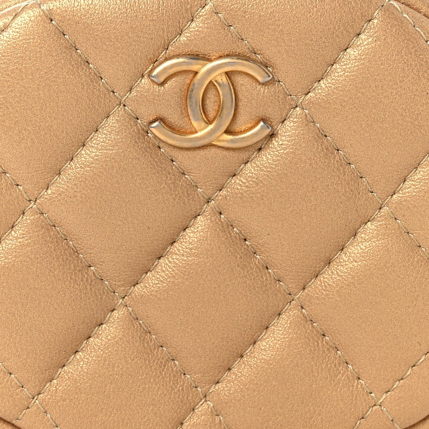 Metallic Lambskin Quilted Zip Around Classic Coin Purse Gold