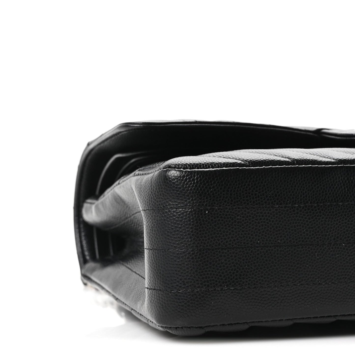 Caviar Chevron Quilted Medium Double Flap Black