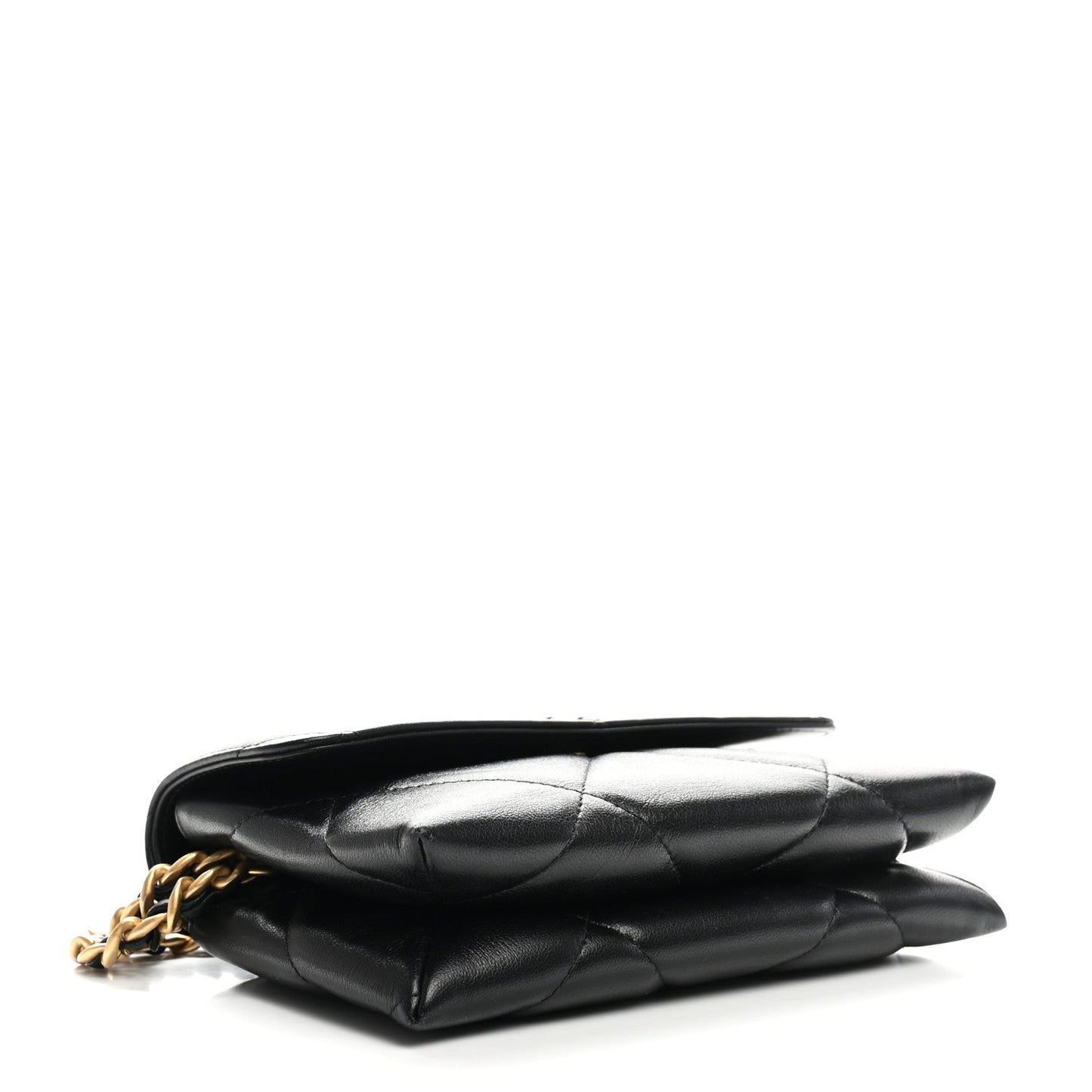 Lambskin Quilted Chanel 19 Flap Clutch Black