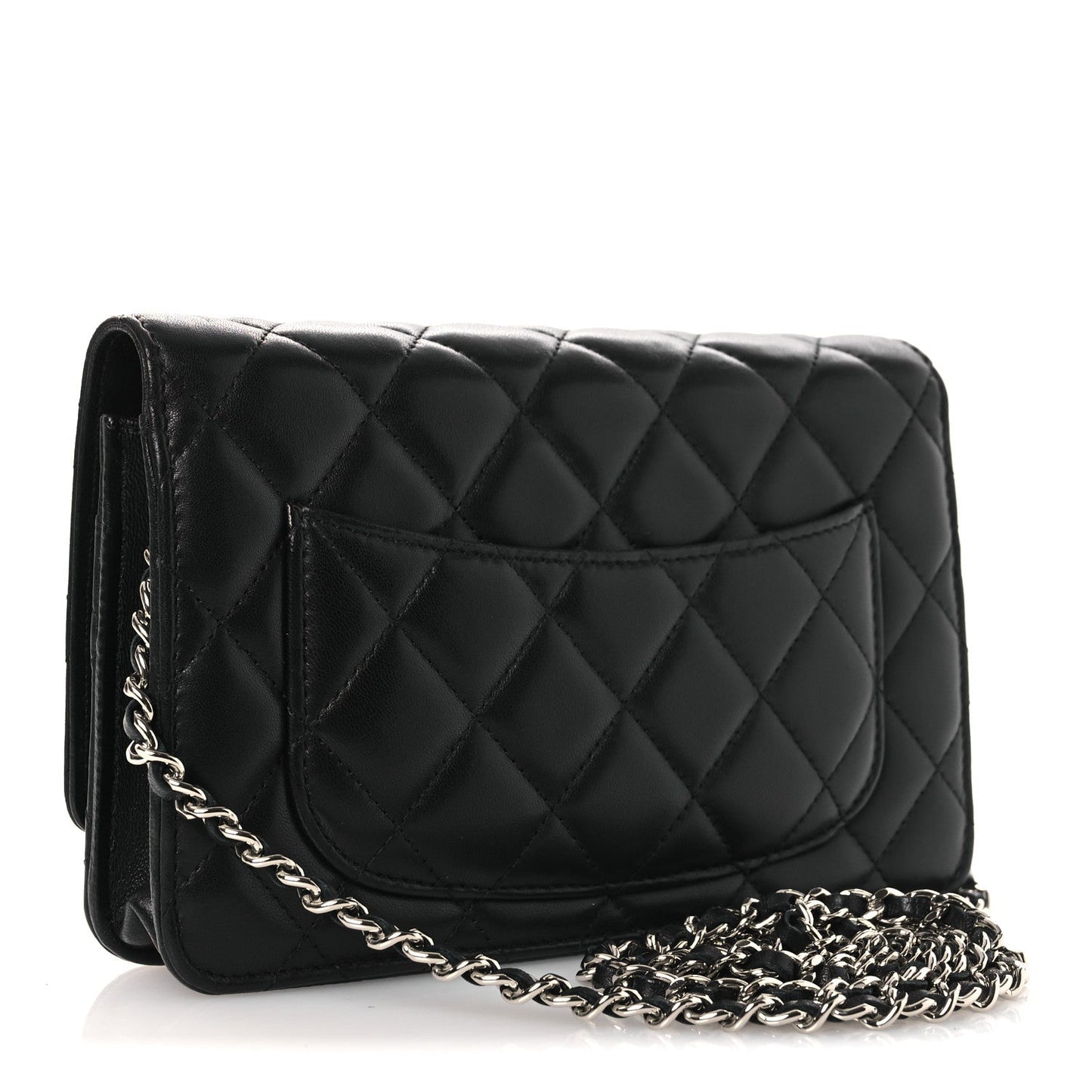 Lambskin Quilted Wallet On Chain WOC Black