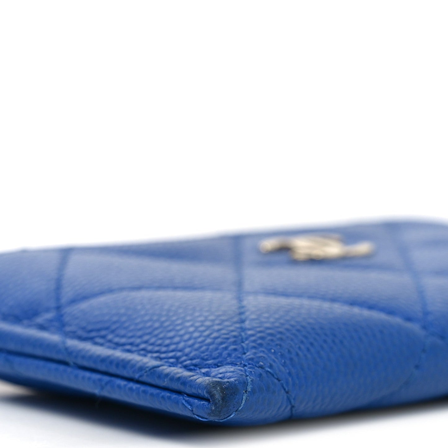 Caviar Quilted Card Holder Blue