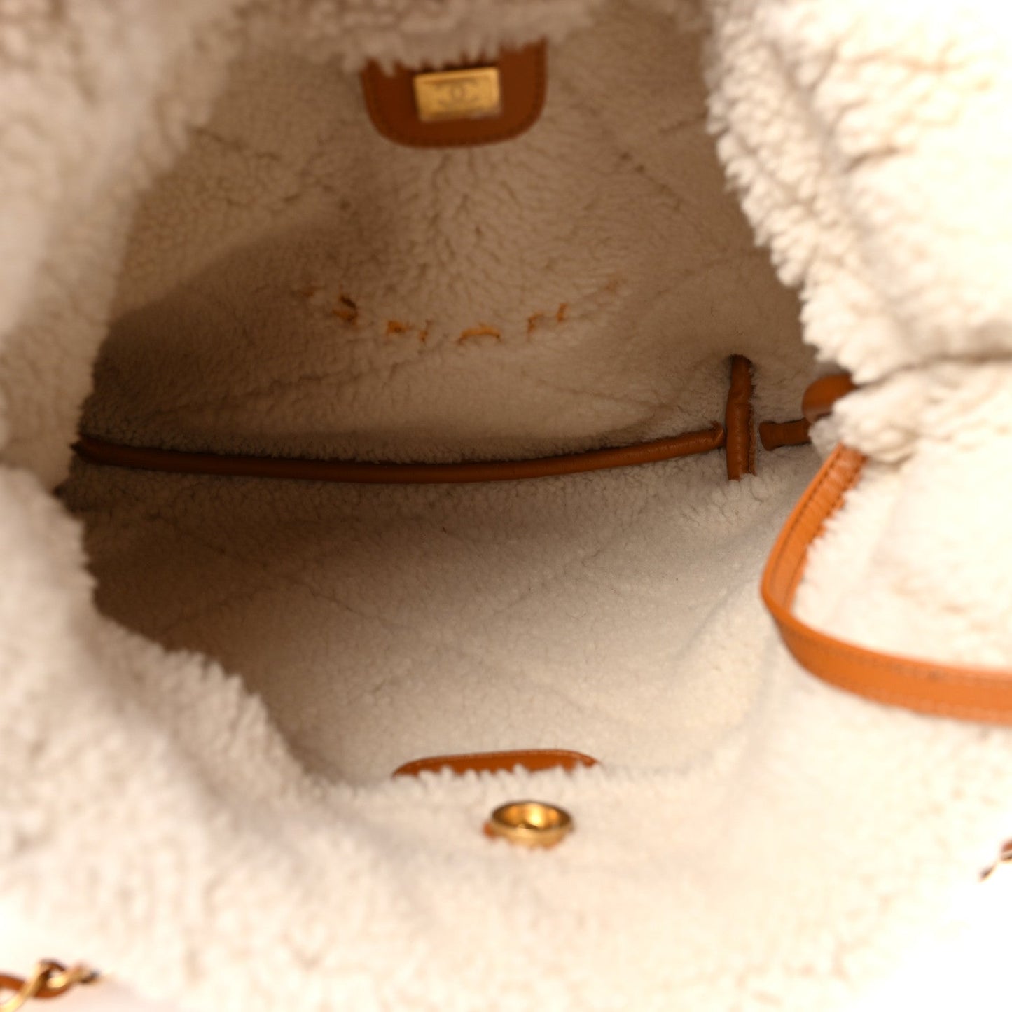 Suede Shearling Quilted Small Chanel 22 Brown White