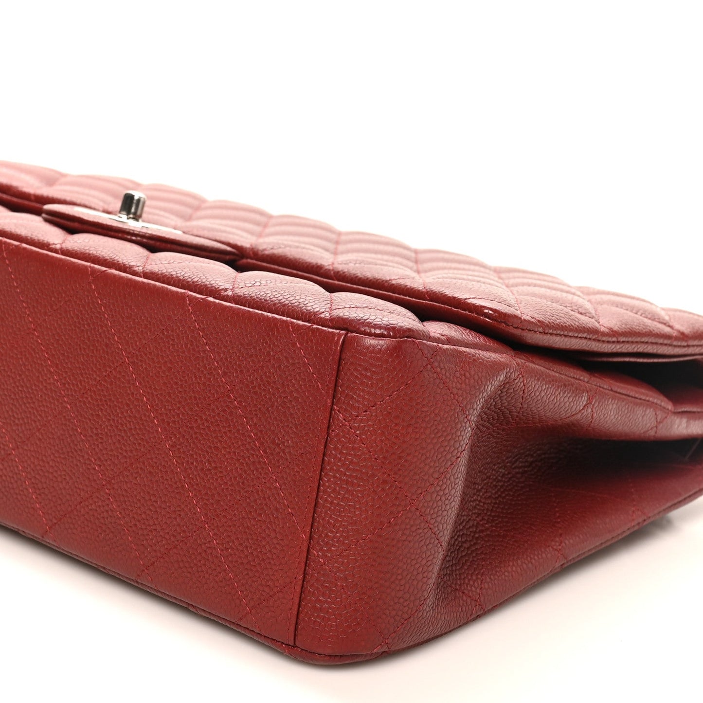 Caviar Quilted Maxi Double Flap Dark Red
