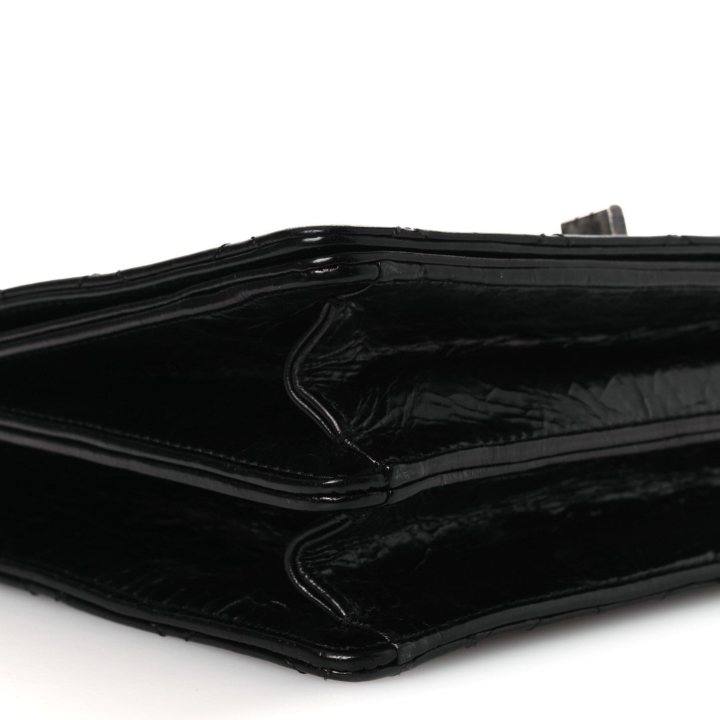 Glazed Calfskin Quilted Rita Top Handle Flap Black