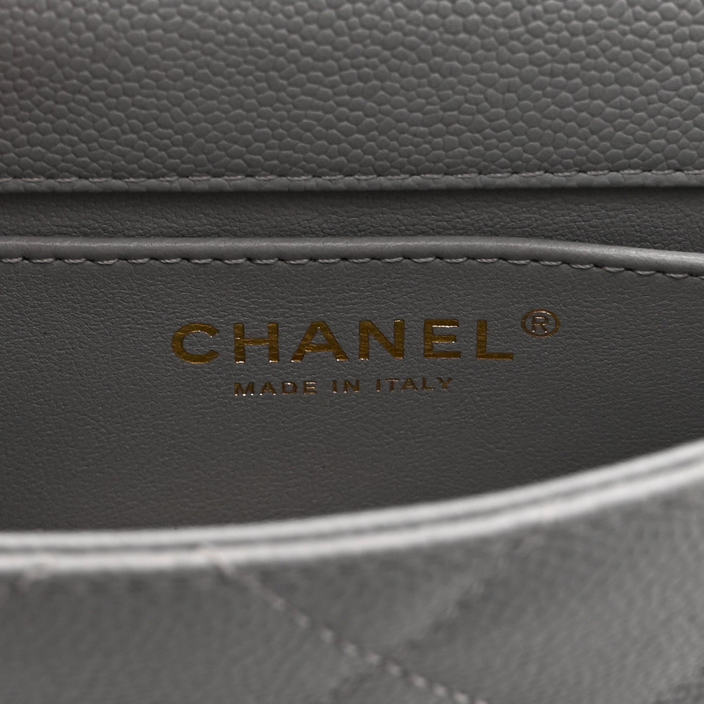 Caviar Quilted Mini Sweetheart Rectangular Flap Light Grey