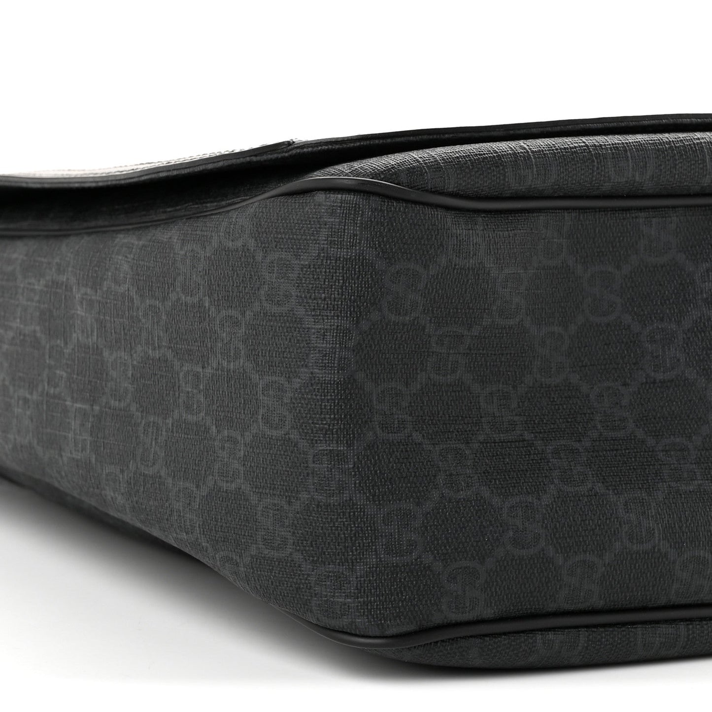 GG Supreme Monogram Flap Messenger Bag Black Grey