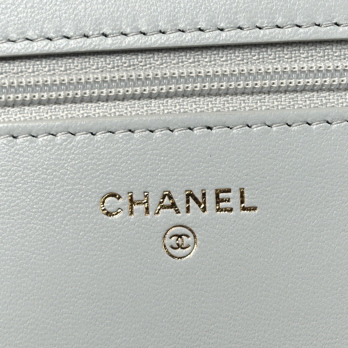 Lambskin Quilted Chanel 19 Wallet On Chain WOC Light Blue