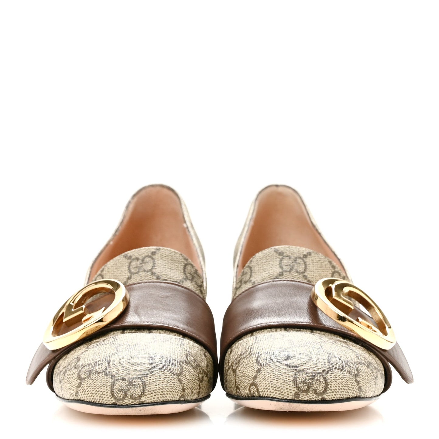 GG Supreme Monogram Malaga Kid Blondie Pumps 37.5 Beige Ebony New Acero