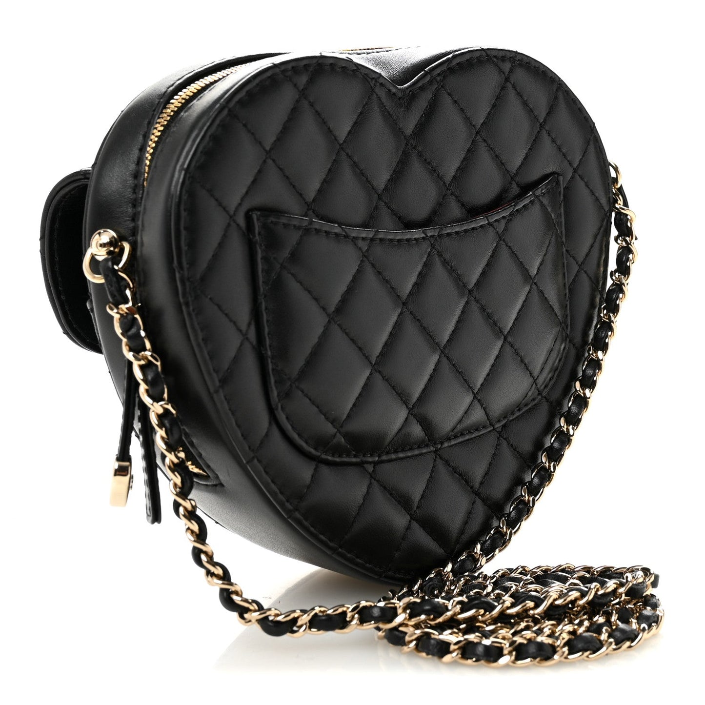 Lambskin Quilted CC In Love Heart Bag Black