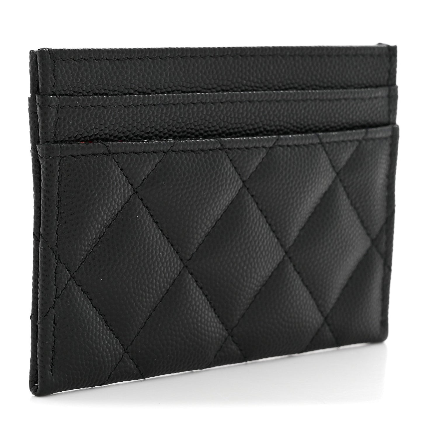 Caviar Quilted Hammered CC Card Holder Black