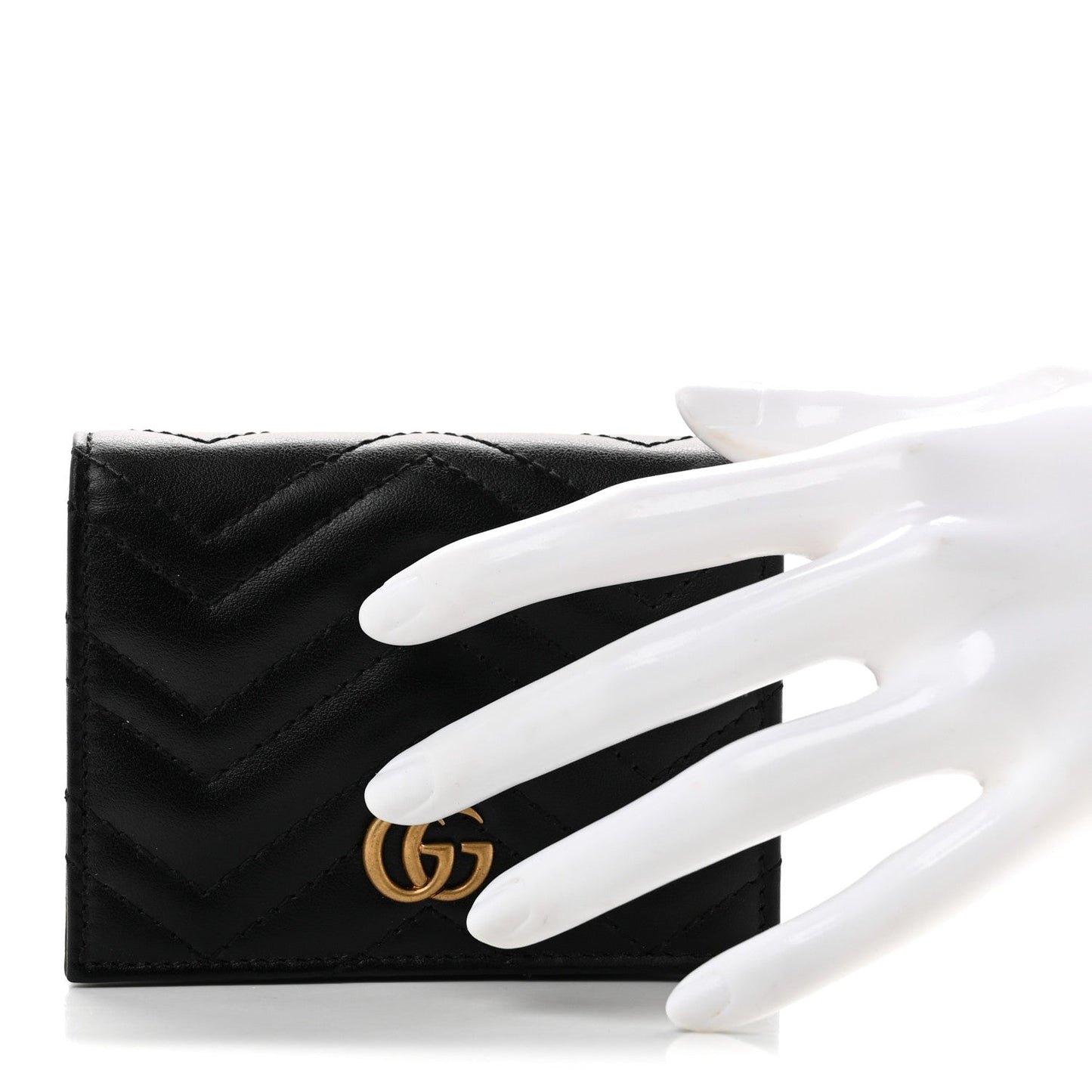 Calfskin Matelasse GG Marmont Card Case Wallet Black
