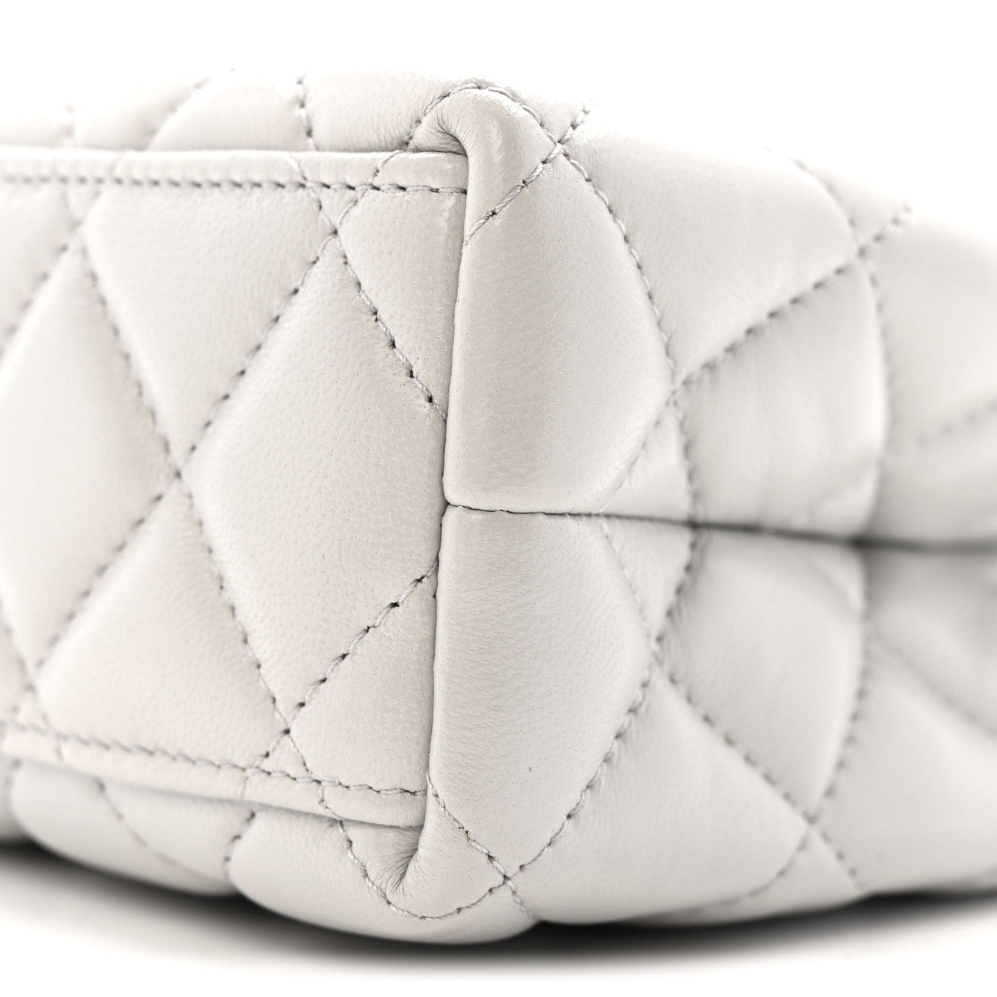 Shiny Aged Calfskin Quilted Nano Kelly Shopper Light Grey