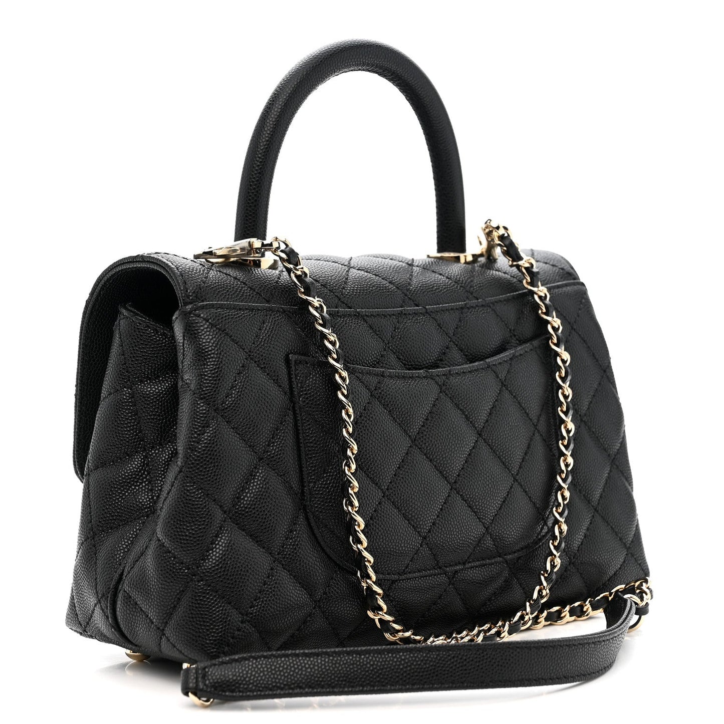 Caviar Quilted Mini Coco Handle Flap Black