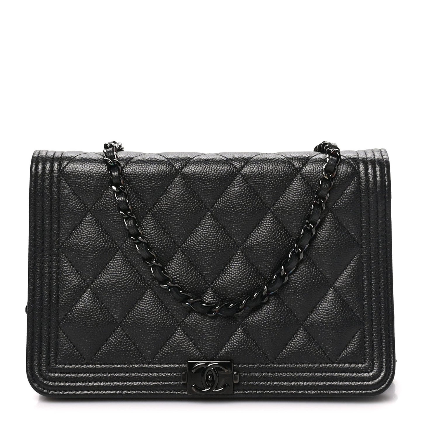 Caviar Quilted Boy Wallet On Chain WOC So Black