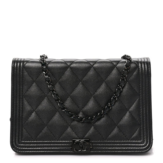 Caviar Quilted Boy Wallet On Chain WOC So Black