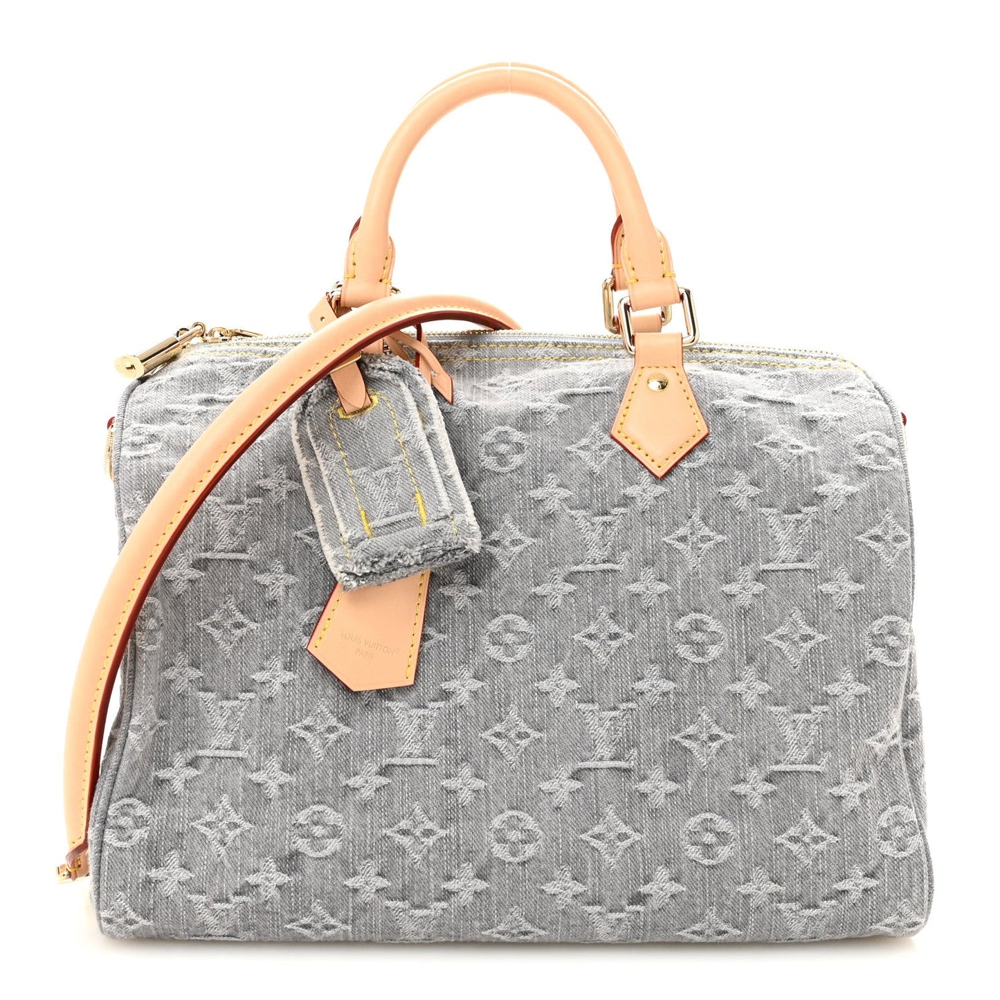 Monogram Denim Speedy Soft 30 Washed Gray
