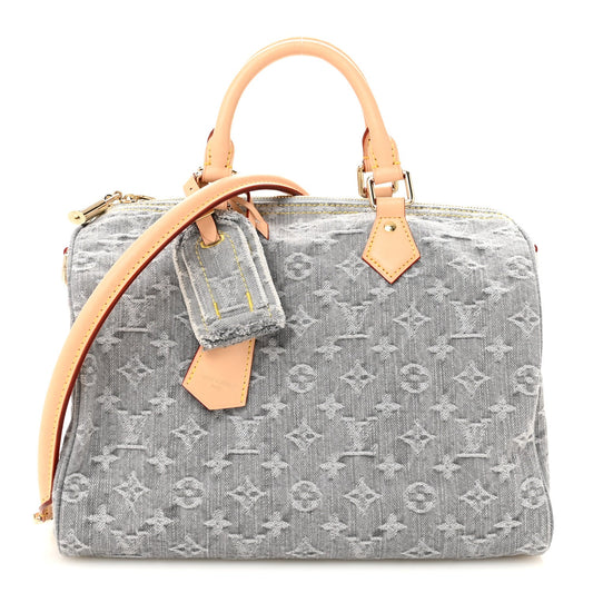 Monogram Denim Speedy Soft 30 Washed Gray