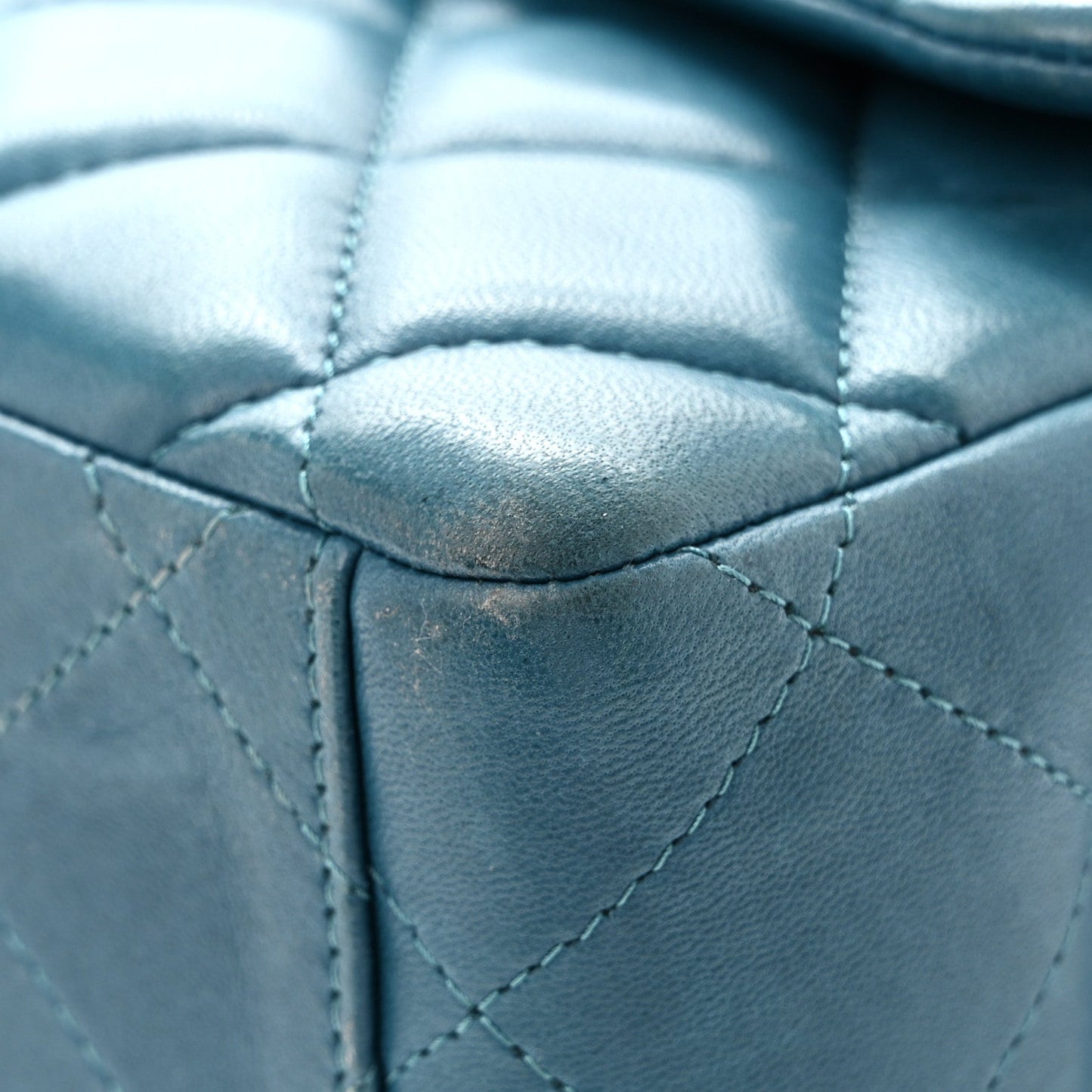 Lambskin Quilted Maxi Double Flap Turquoise