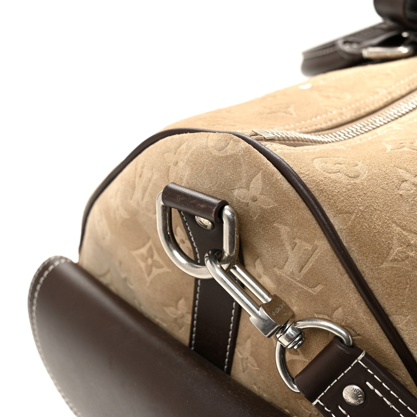 X NIGO Suede Monogram Keepall Bandouliere 50 Tan