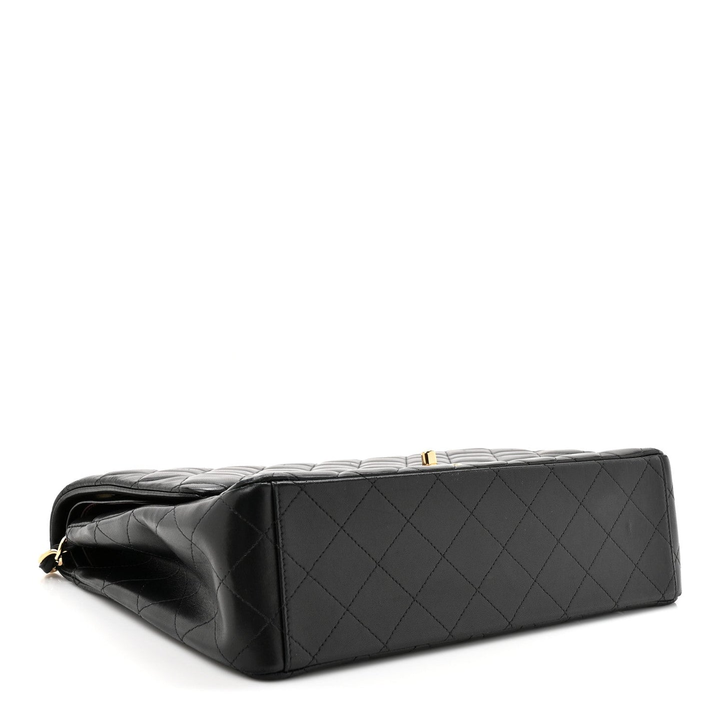 Lambskin Quilted Maxi Double Flap Black