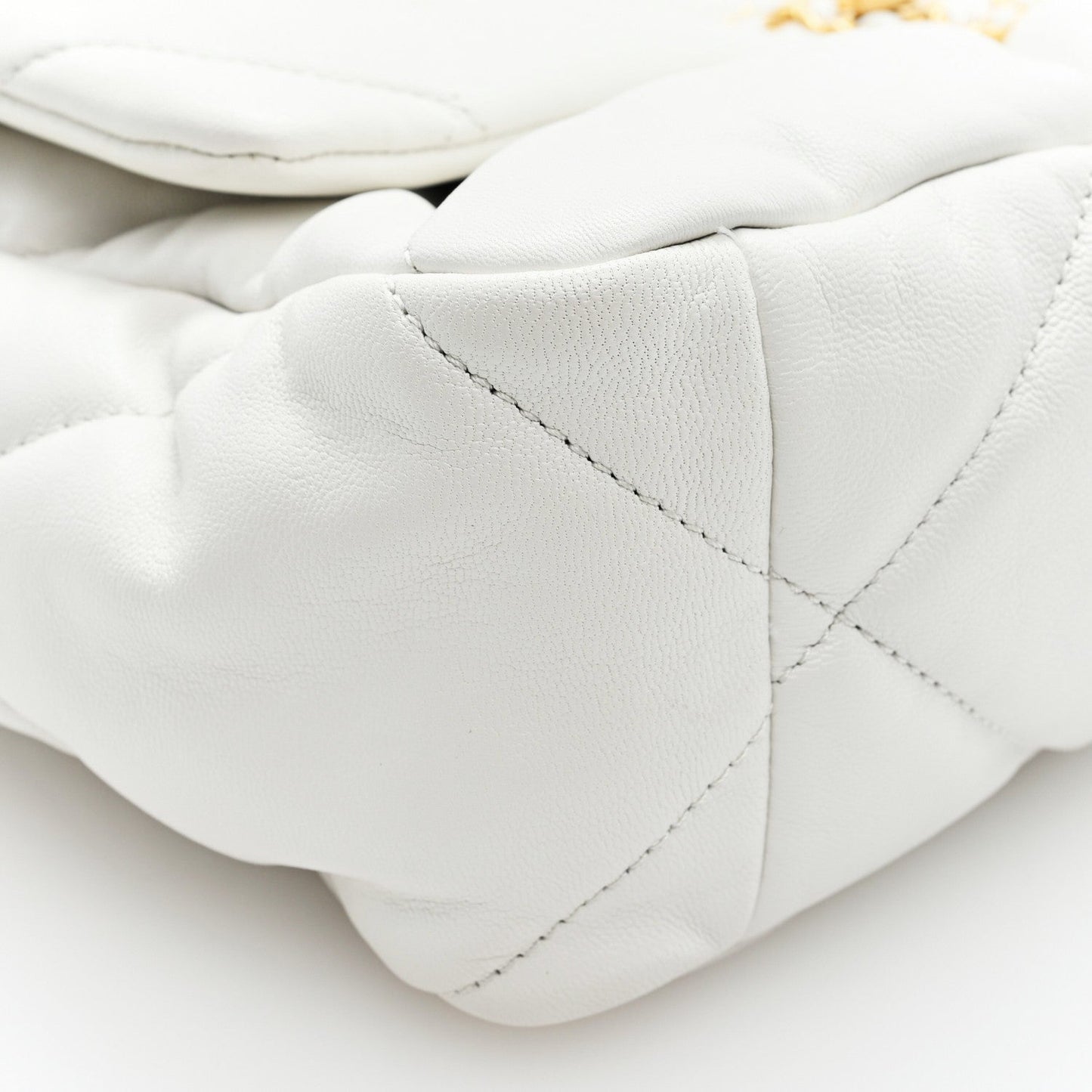 Goatskin Quilted Large Chanel 19 Flap White