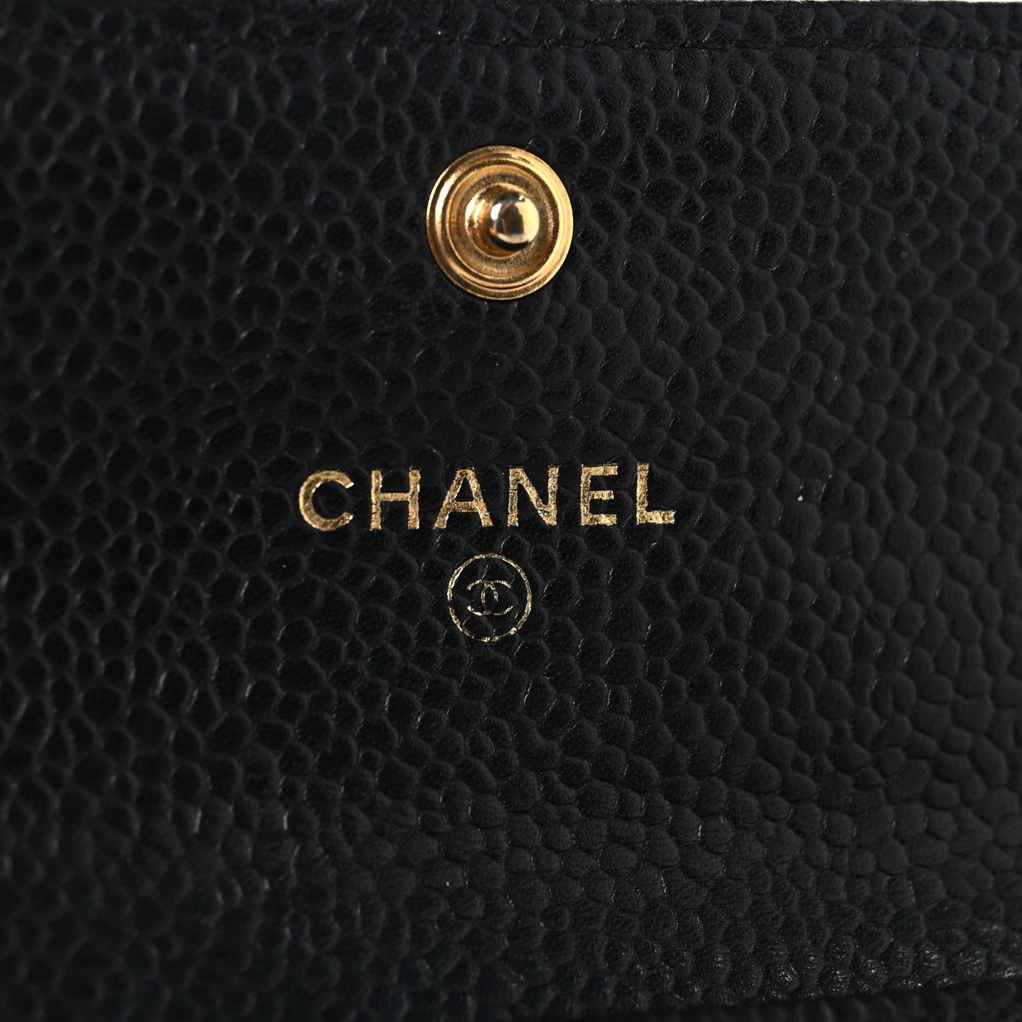 Caviar Quilted Flap Card Holder Black