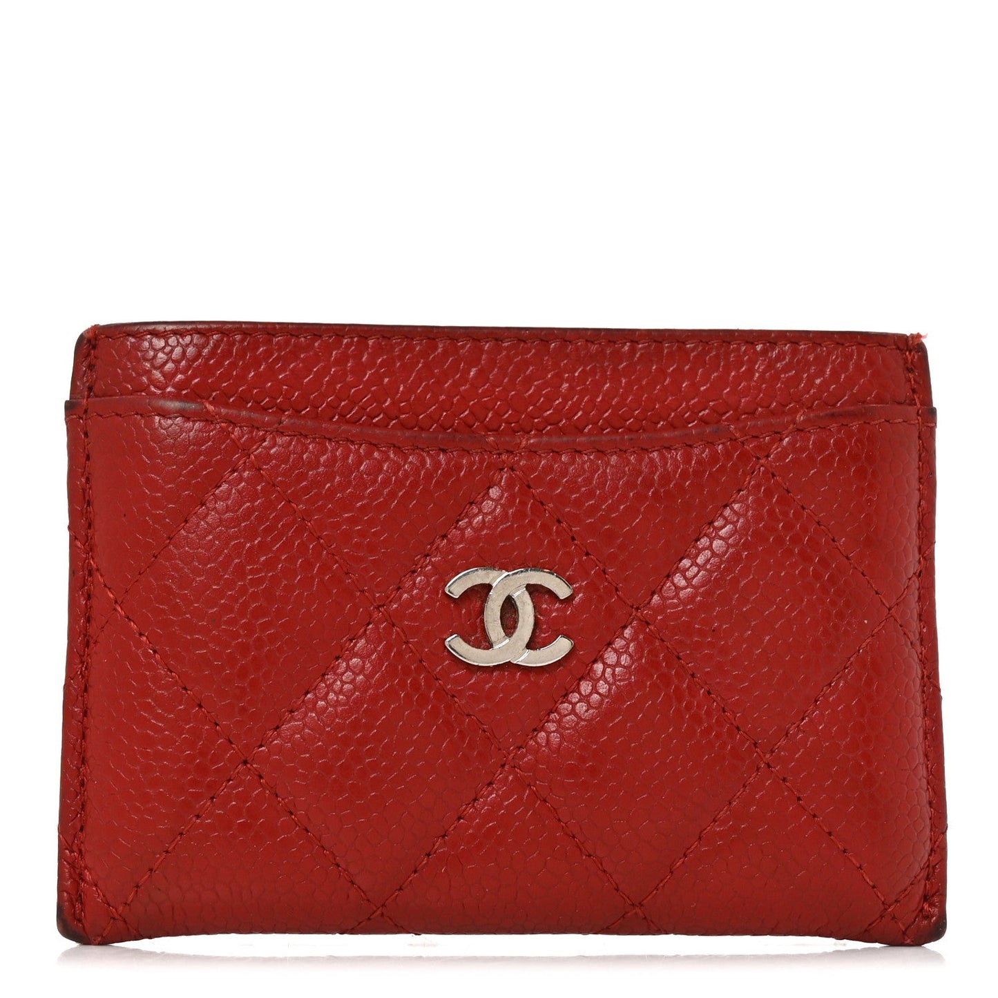 Caviar Quilted Card Holder Red