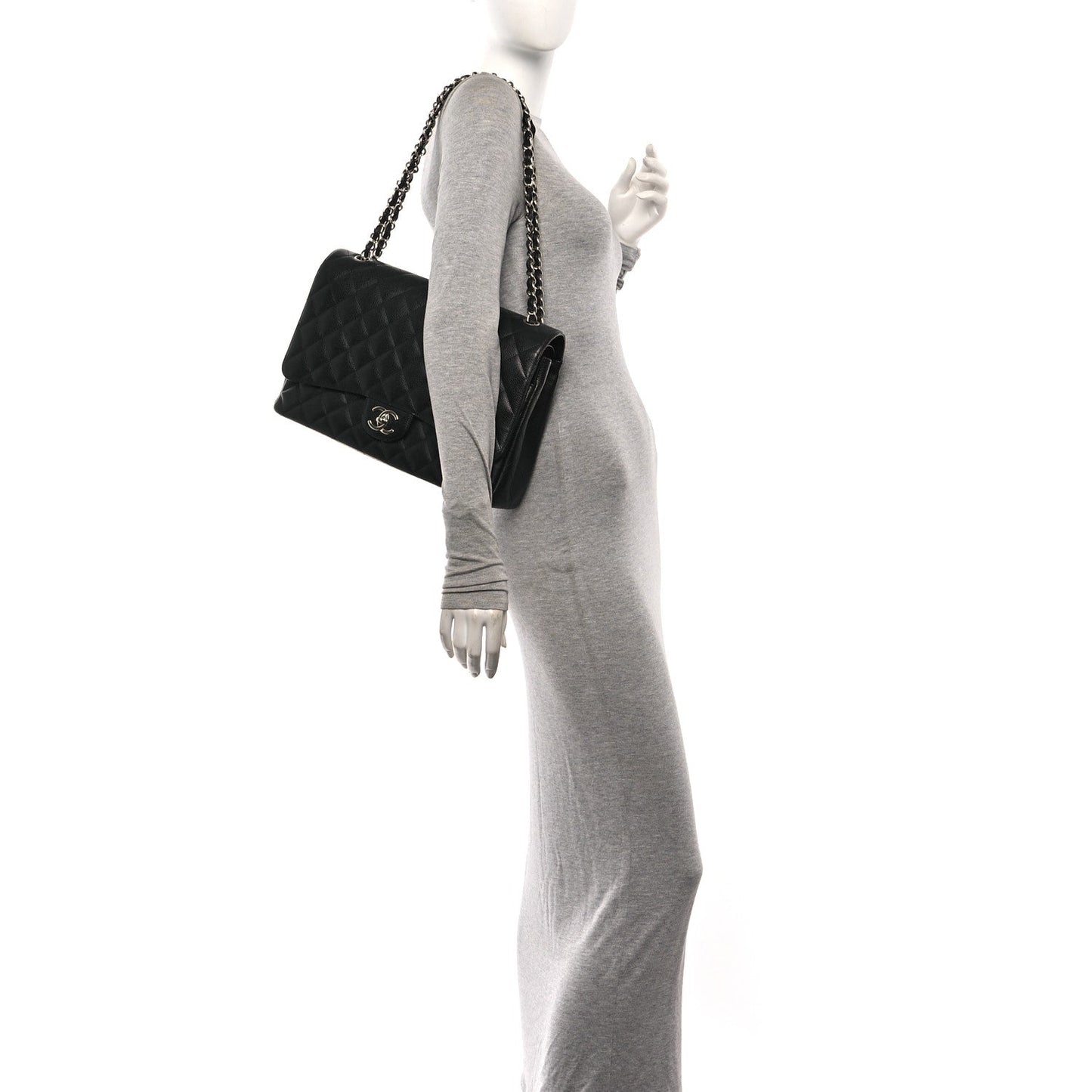 Caviar Quilted Maxi Double Flap Black