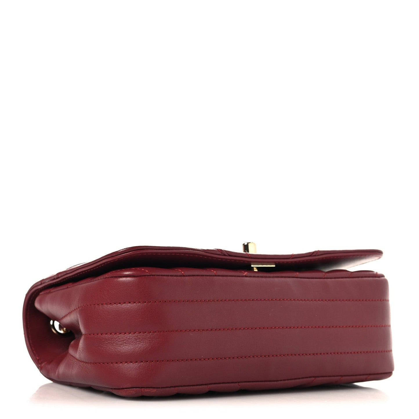 Calfskin Chevron Quilted Mini Statement Flap Burgundy