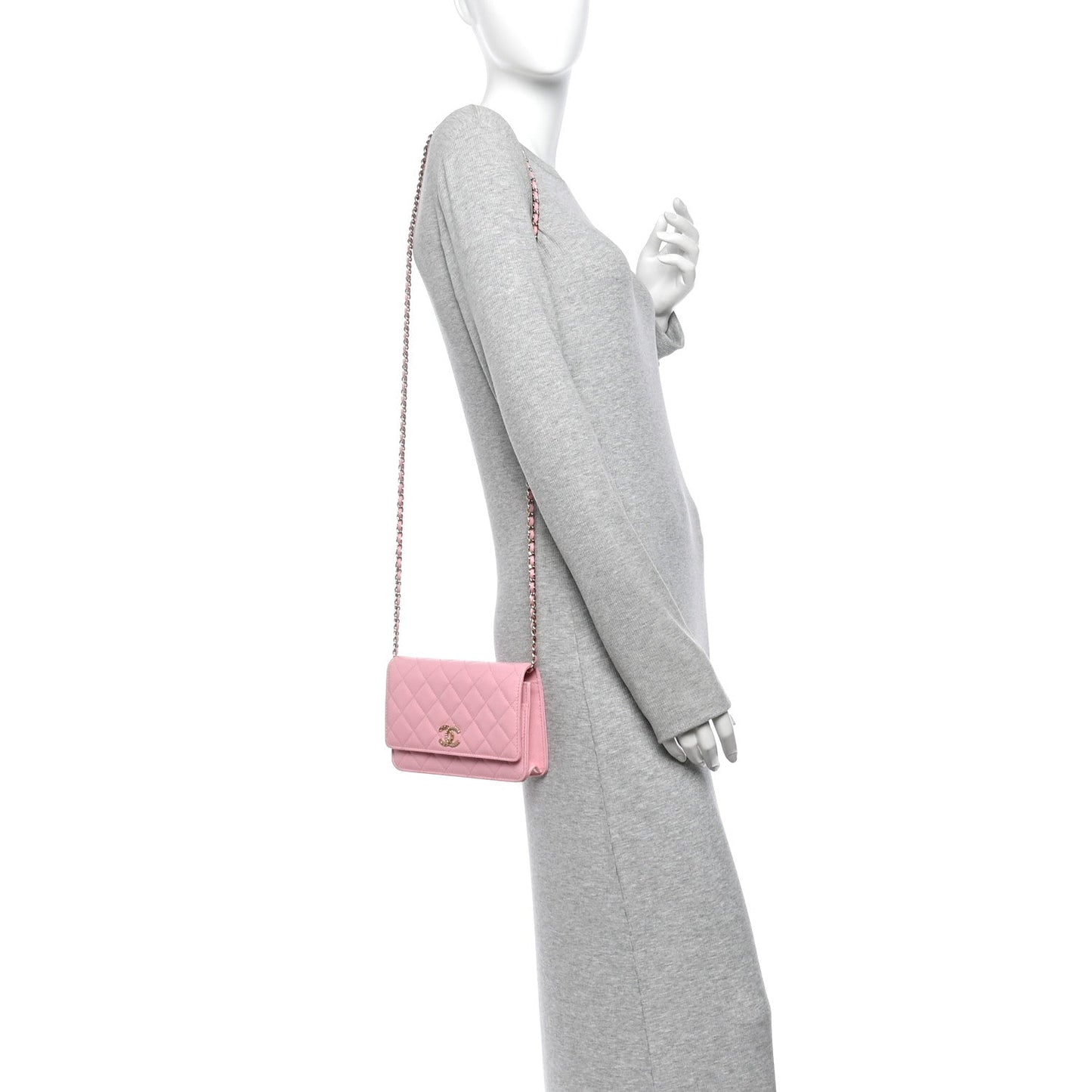 Caviar Quilted Multi Chain Wallet On Chain WOC Light Pink