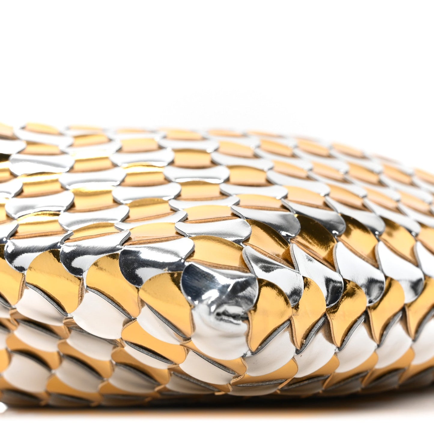 Metallic Lambskin Intrecciato Mini Hop Silver Gold