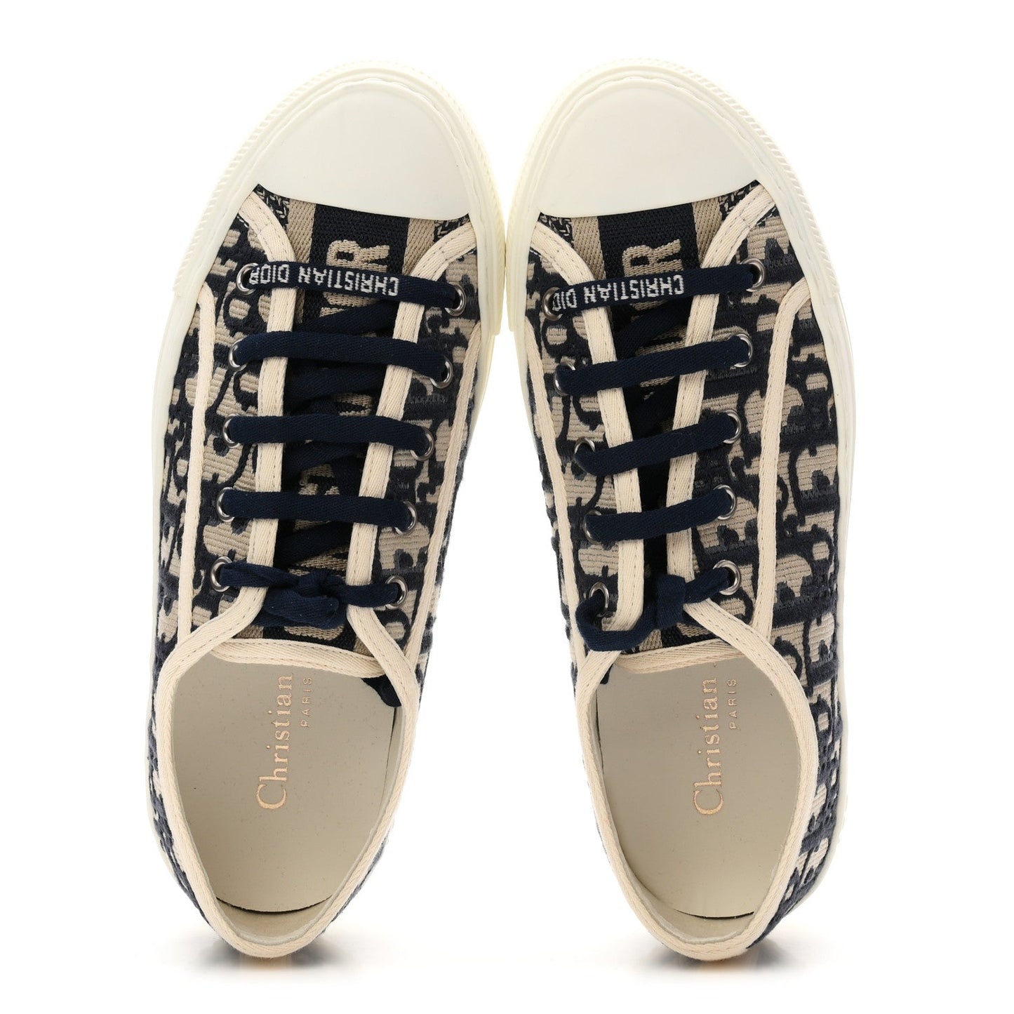 Canvas Oblique Walk'N'Dior Low Top Platform Sneakers 36.5 Deep Blue