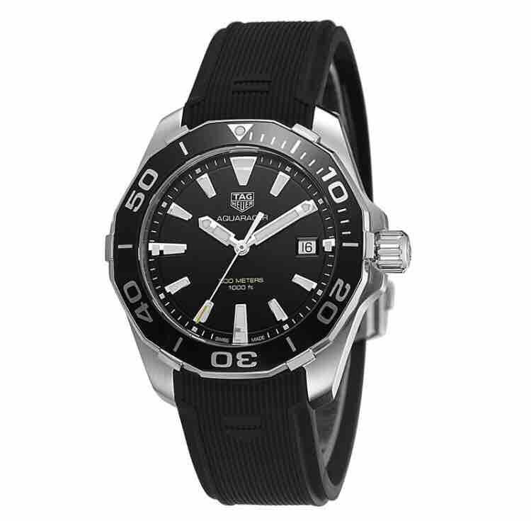 Tag Heuer Aquaracer Black Dial Black Rubber Strap Watch for Men - WAY111A.FT6151