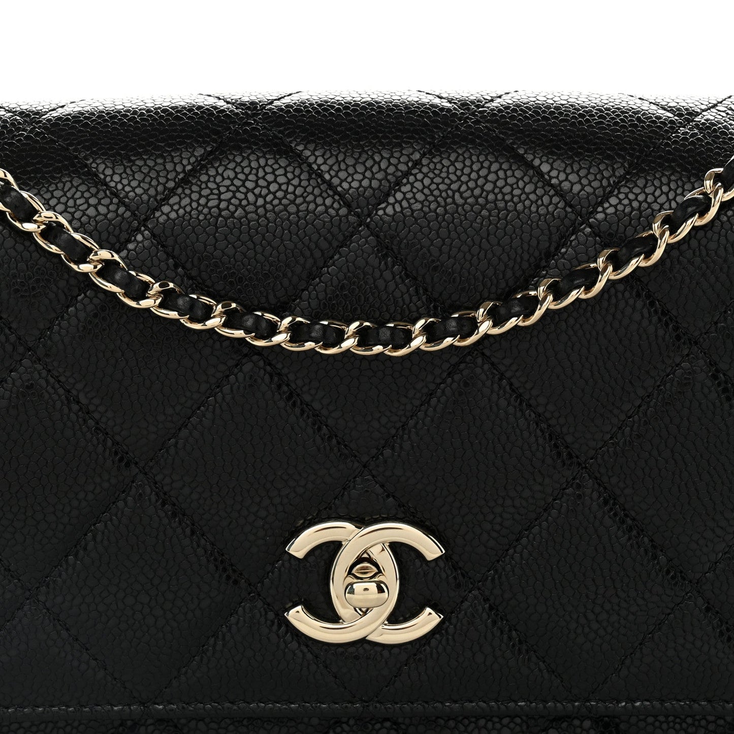 Caviar Quilted Single Flap Black