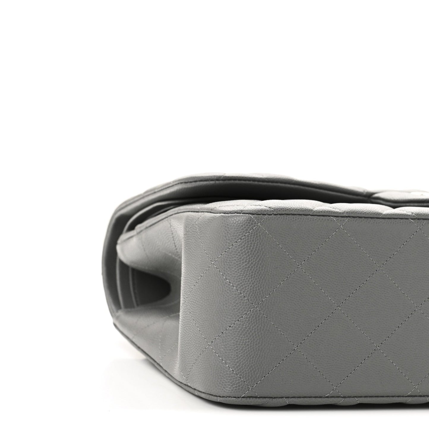 Caviar Quilted Jumbo Double Flap Grey