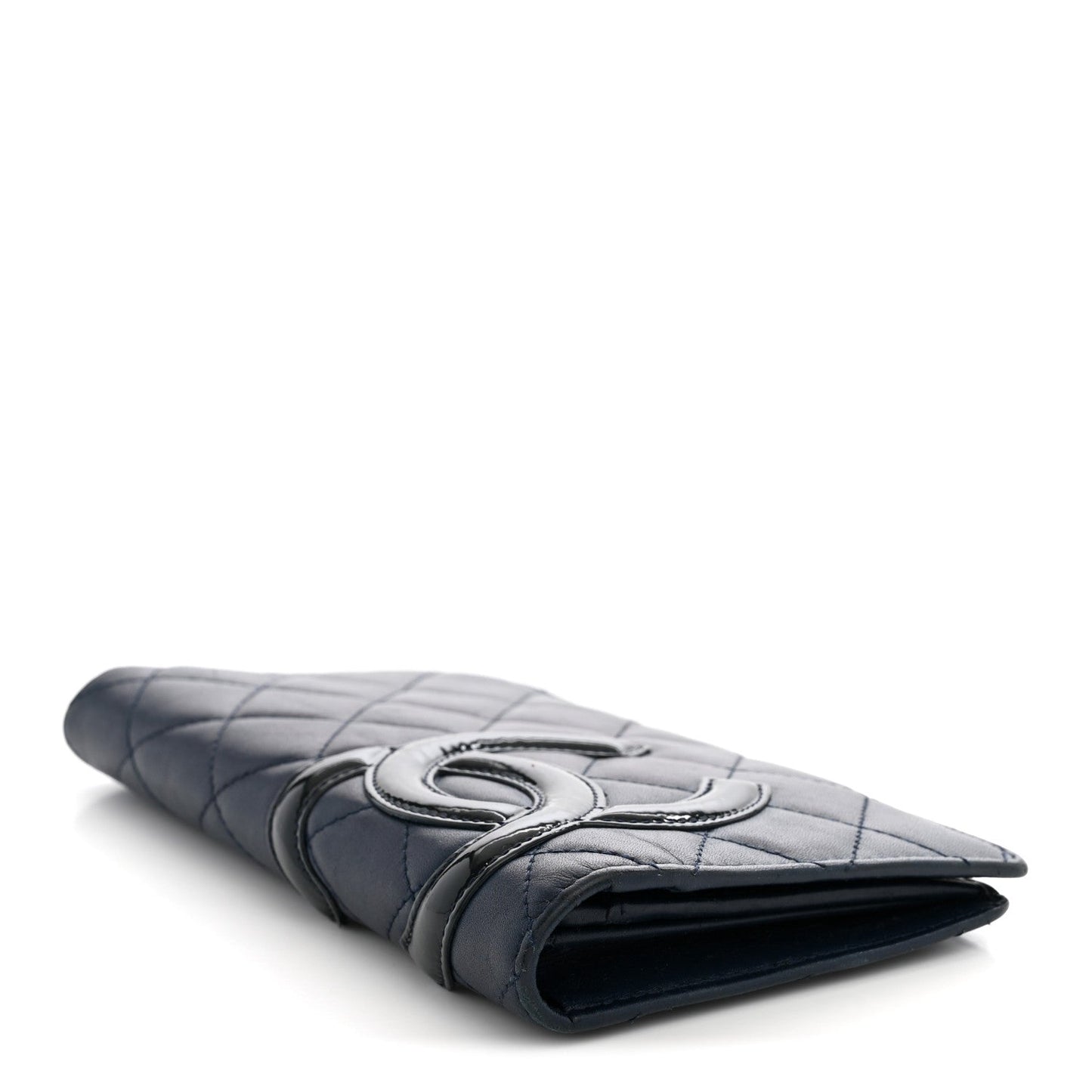 Calfskin Quilted Cambon Yen Wallet Blue