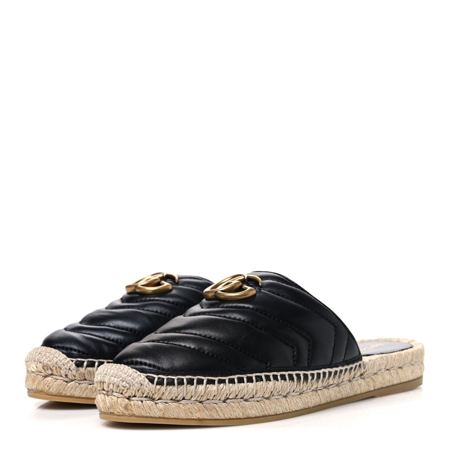 Nappa Matelasse GG Marmont Espadrille Slippers 37.5 Black