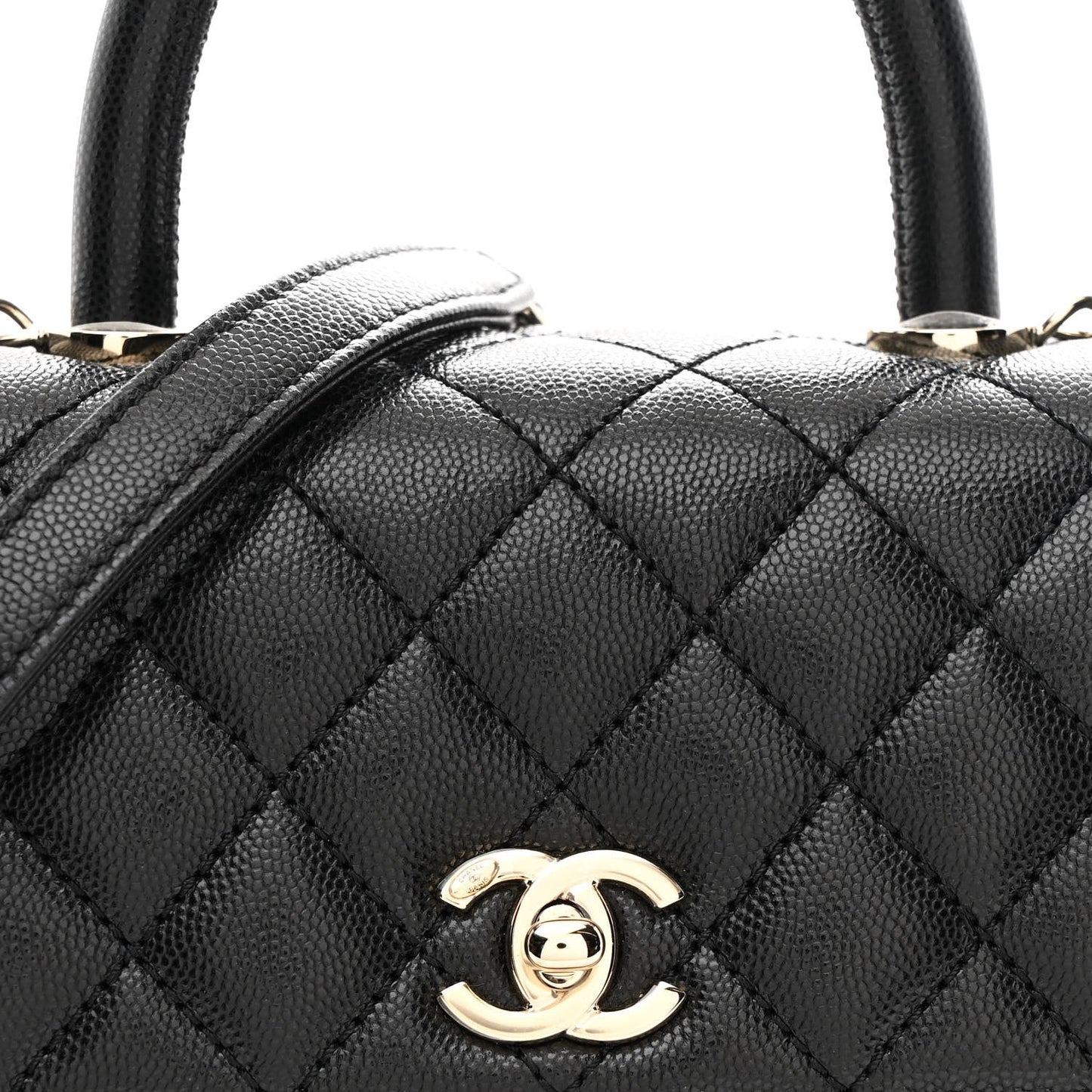 Caviar Quilted Mini Coco Handle Flap Black