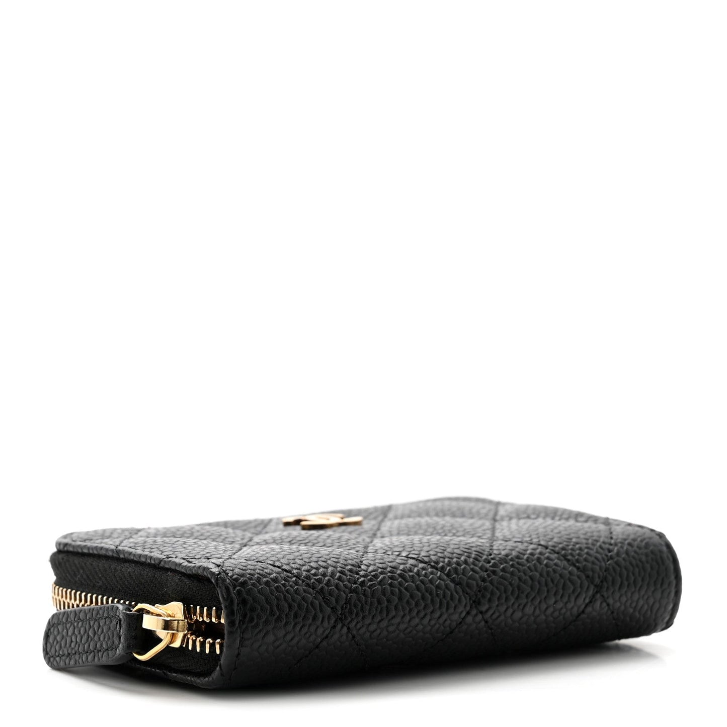 Caviar Quilted Zip Coin Purse Black