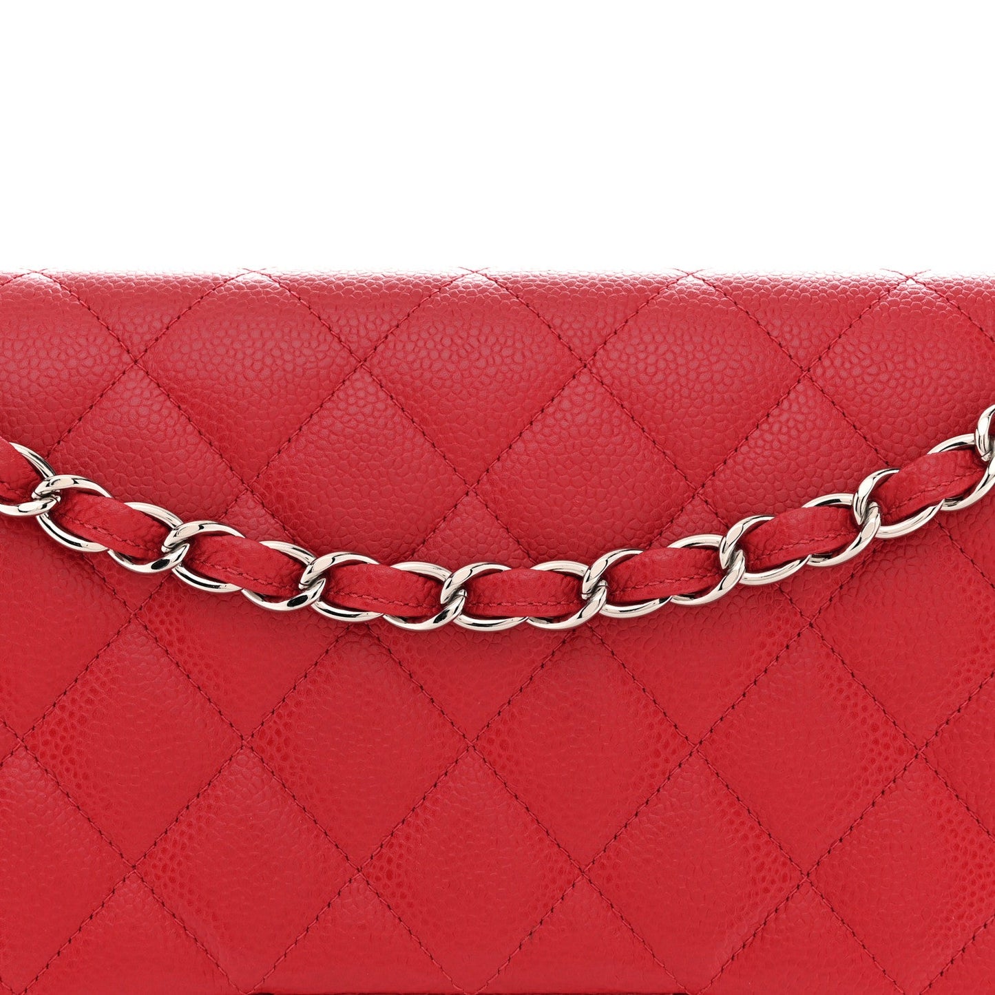 Caviar Quilted Jumbo Double Flap Red