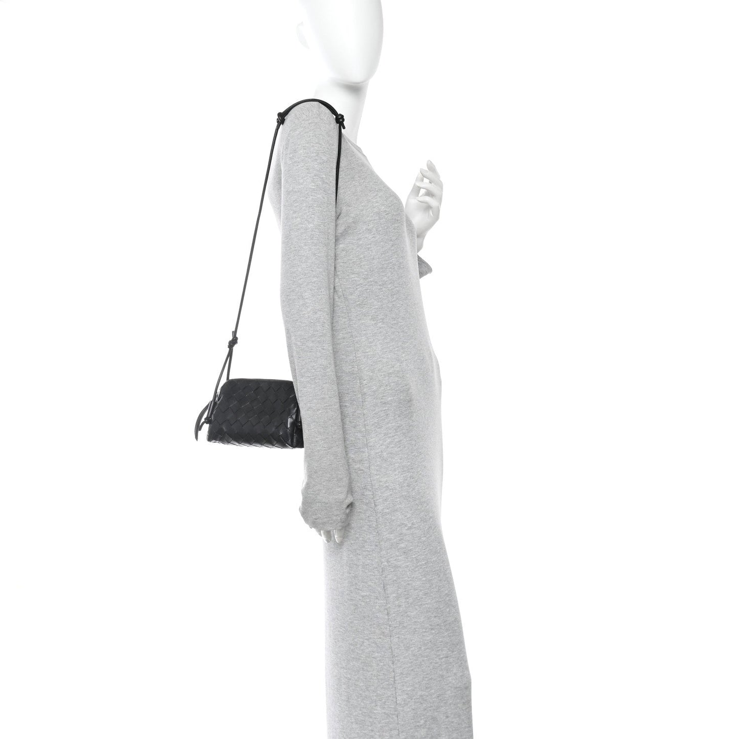 Calfskin Intrecciato Small Loop Top Handle Black